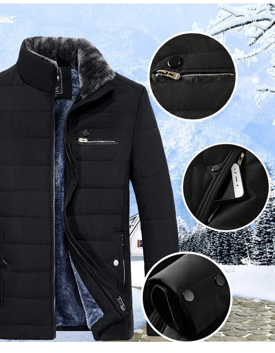 Veste coupe-vent à col en fourrure pour hommes