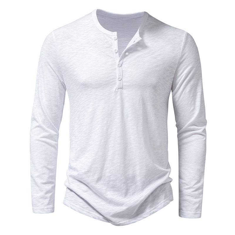 T-shirt à manches longues et col Henley pour hommes