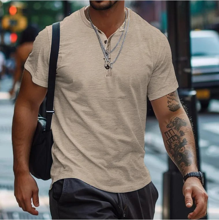 T-shirt uni sans col pour homme