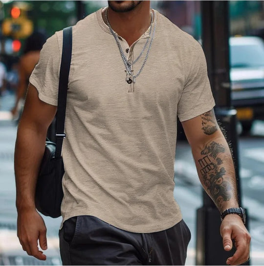 T-shirt uni sans col pour homme