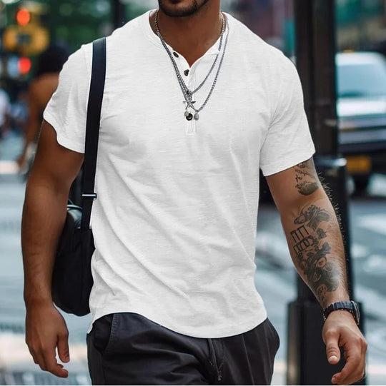 T-shirt uni sans col pour homme
