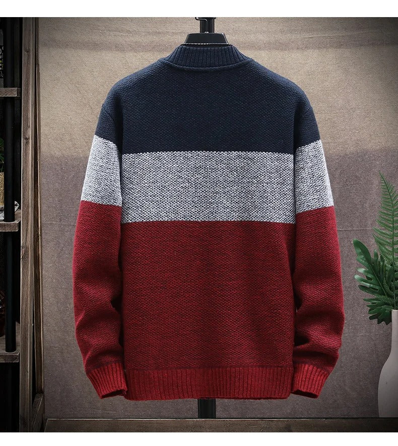 Cardigan en polaire à rayures contrastées pour hommes