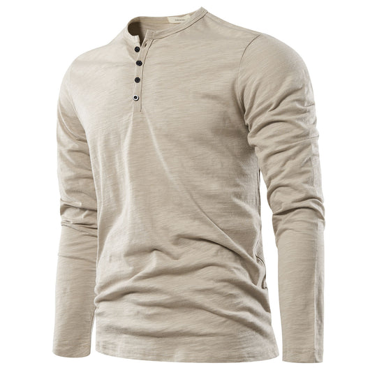 T-shirt à manches longues et col Henley pour hommes