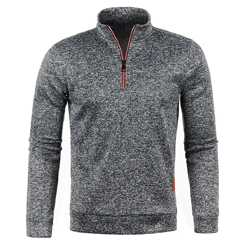 Sweatshirt à col roulé et demi-fermeture à glissière pour hommes