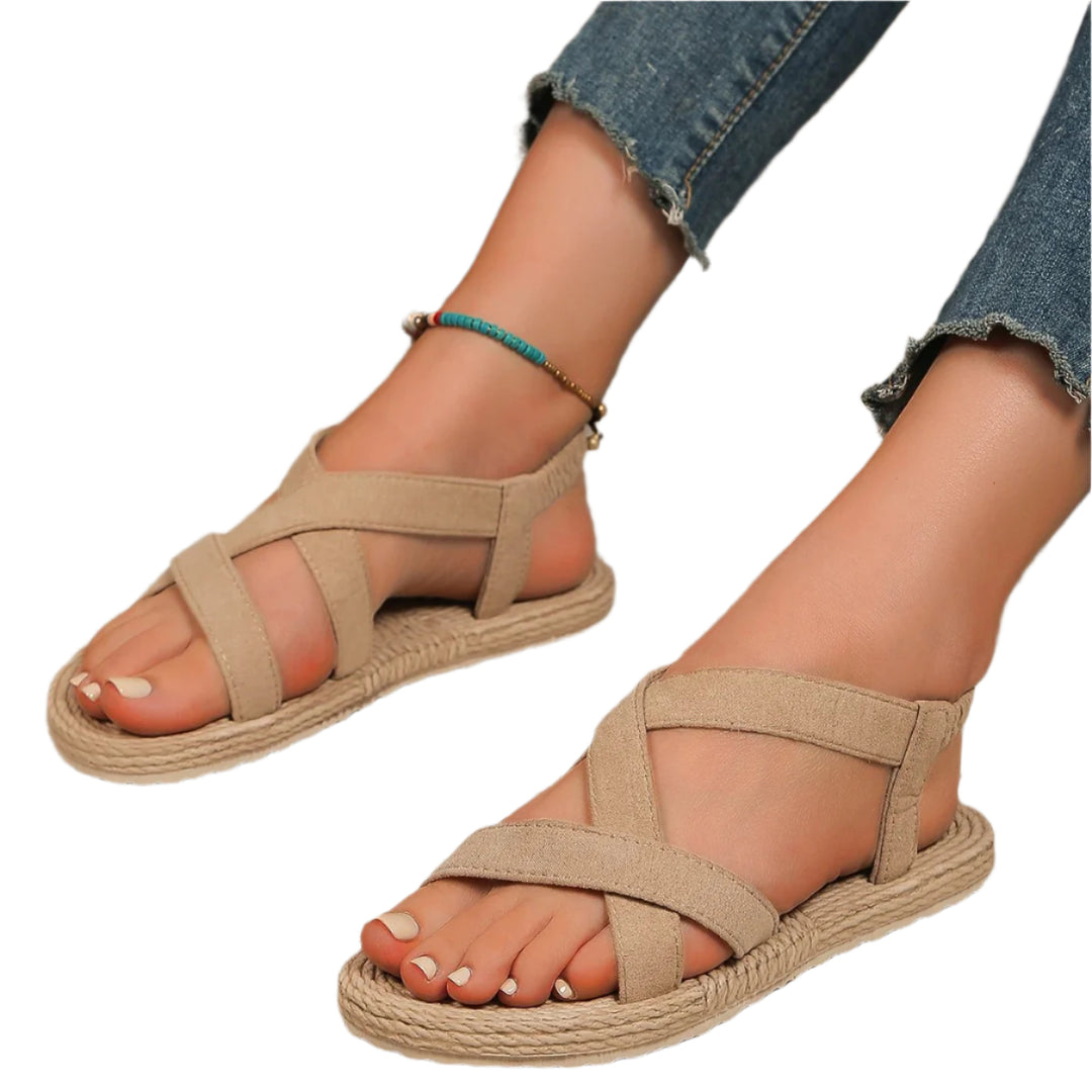 Sandales plates confortables de couleur unie pour femmes