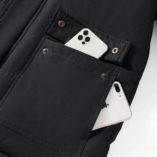 Veste chaude à capuche et col en fourrure pour hommes