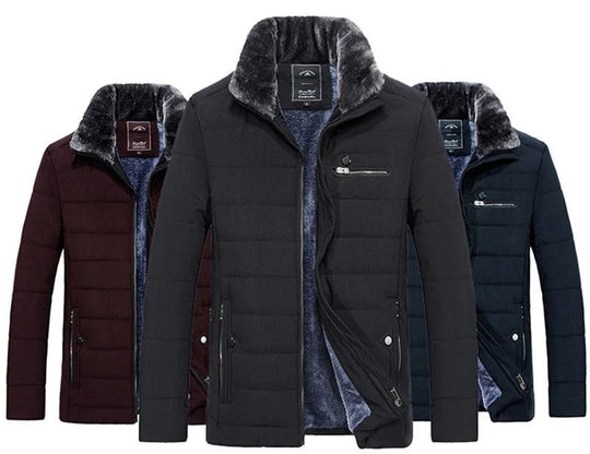 Veste coupe-vent à col en fourrure pour hommes