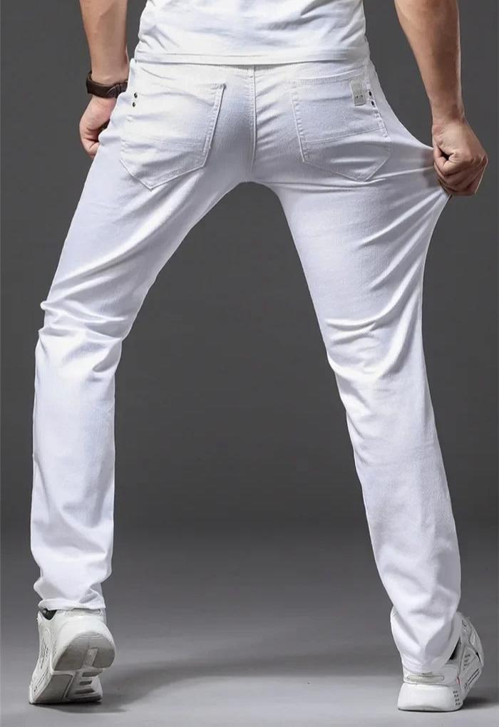 Hommes Classic White Slim Fit Jeans