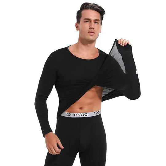 Ensemble chemise et legging thermique doublé en polaire pour hommes