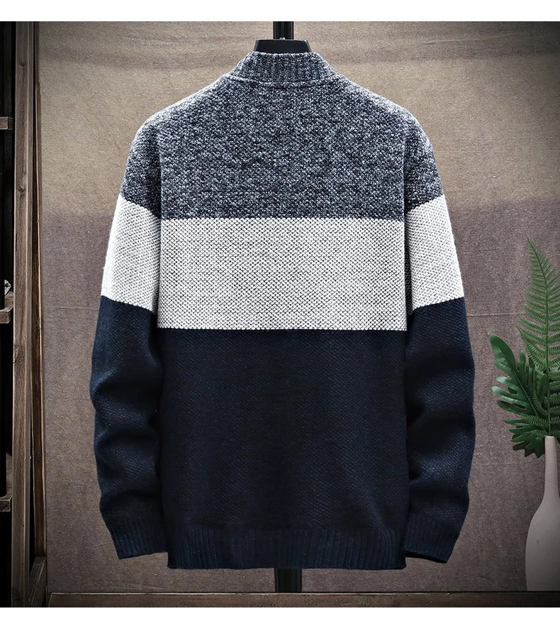 Cardigan en polaire à rayures contrastées pour hommes