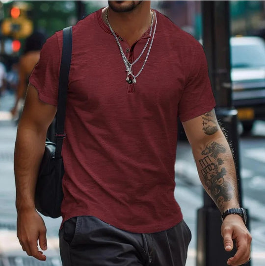 T-shirt uni sans col pour homme