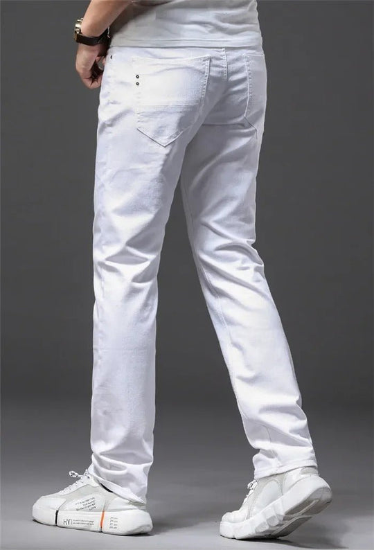 Hommes Classic White Slim Fit Jeans