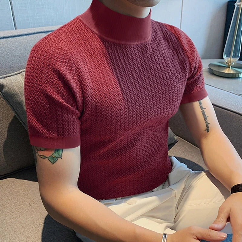 T-shirt slim à col montant pour homme