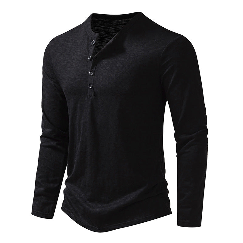 T-shirt à manches longues et col Henley pour hommes