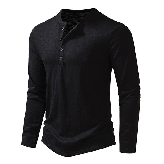 T-shirt à manches longues et col Henley pour hommes