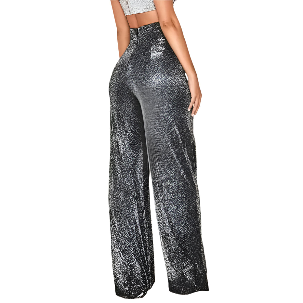 Pantalon taille haute à jambes larges pour femmes