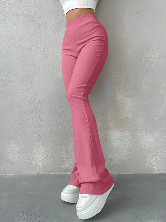 Pantalon côtelé taille haute pour femme