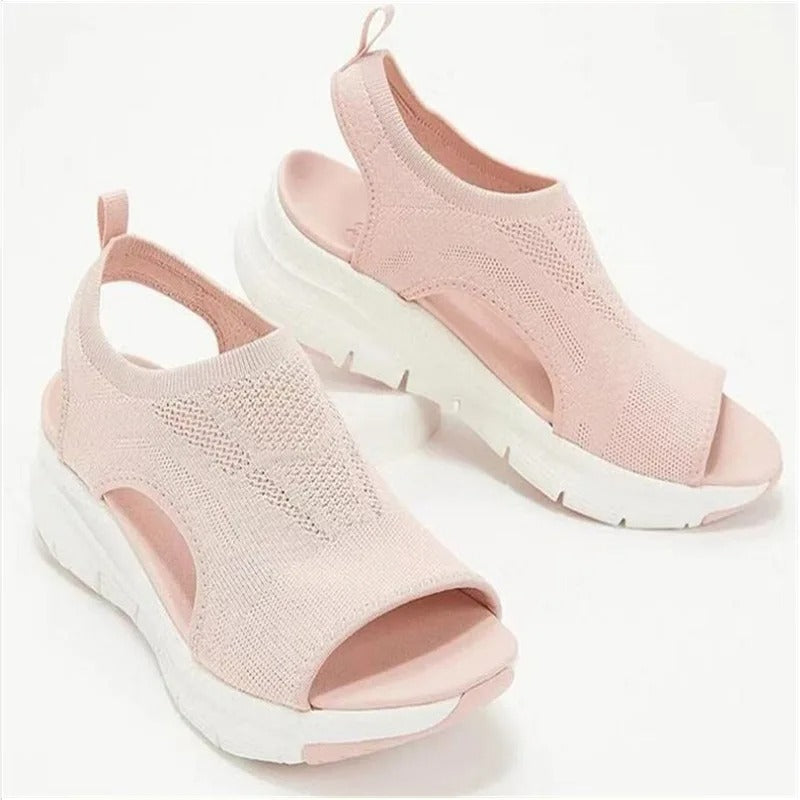 Sandales compensées en maille pour femmes