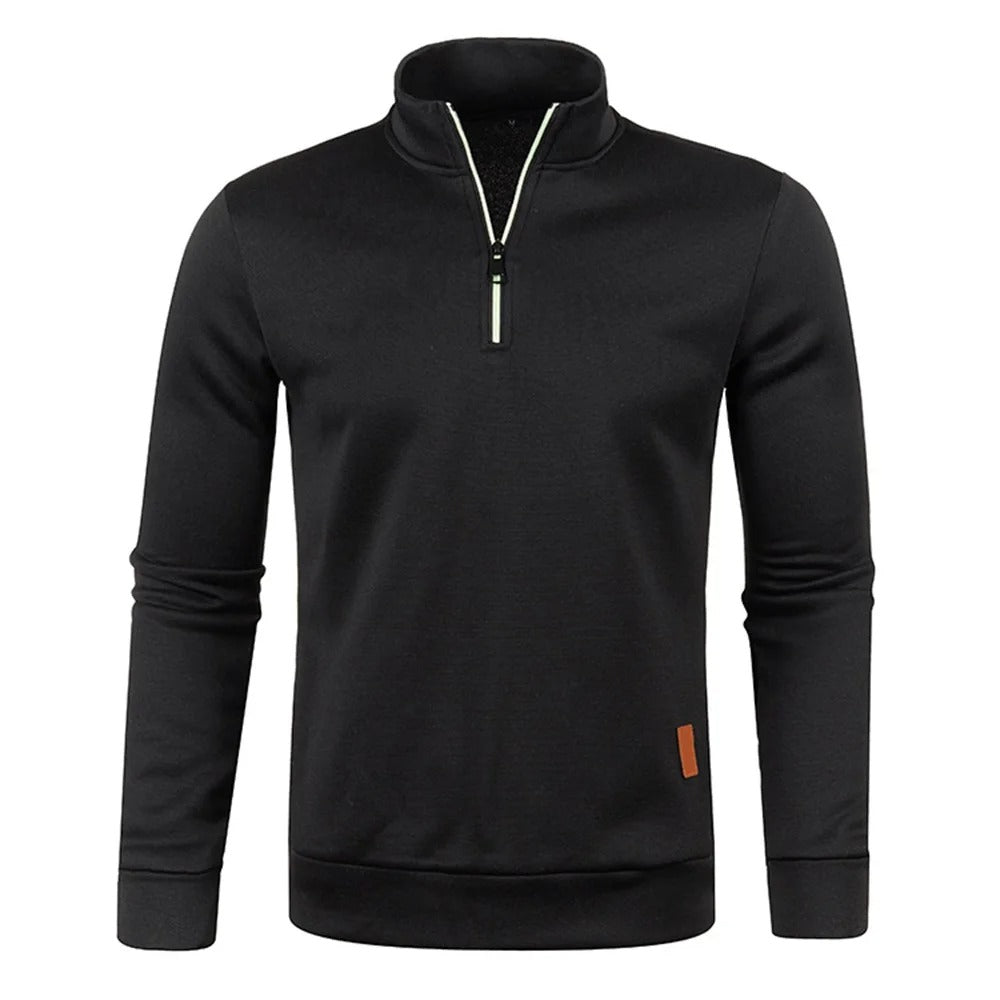 Sweatshirt à col roulé et demi-fermeture à glissière pour hommes