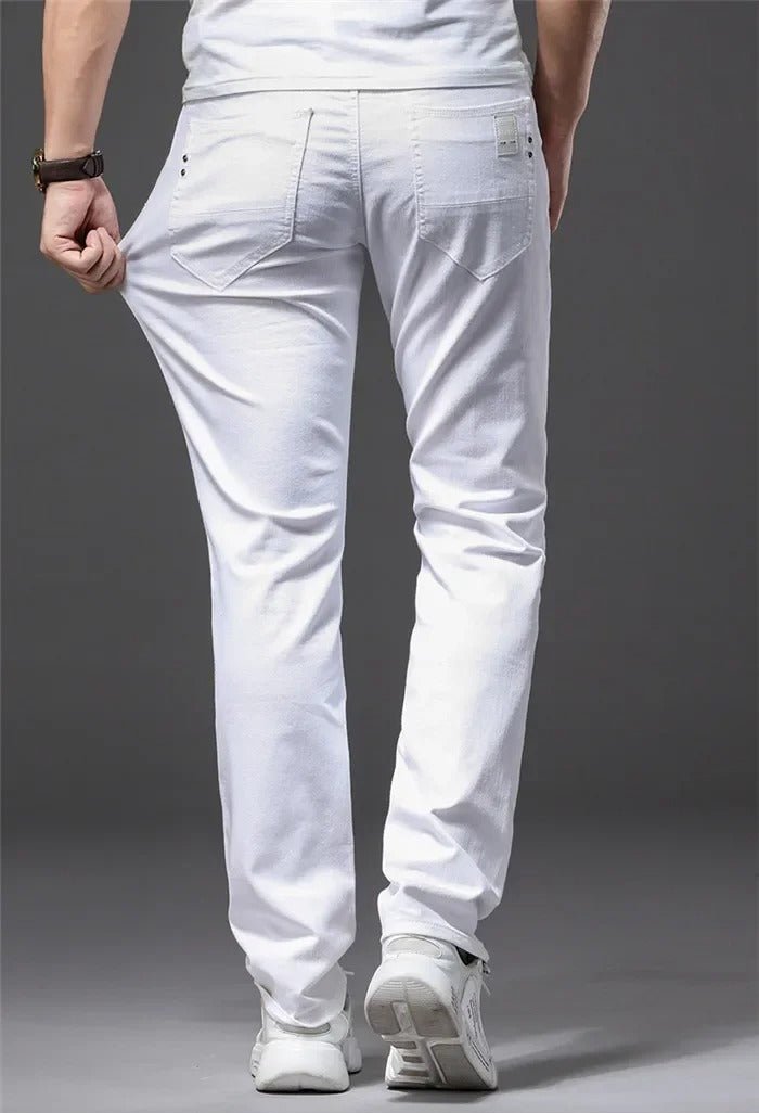 Hommes Classic White Slim Fit Jeans