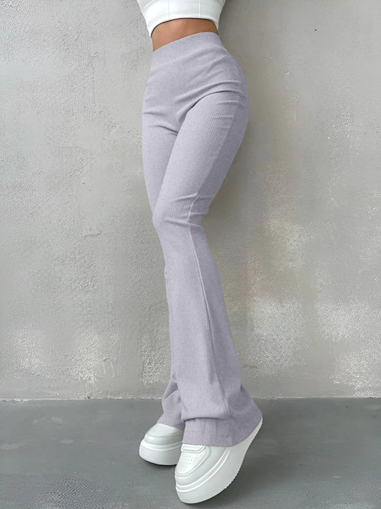 Pantalon côtelé taille haute pour femme