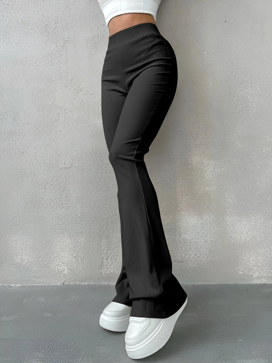 Pantalon côtelé taille haute pour femme