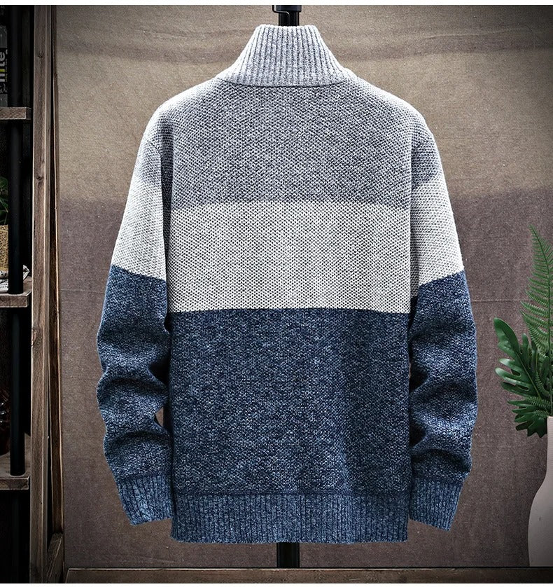 Cardigan en polaire à rayures contrastées pour hommes