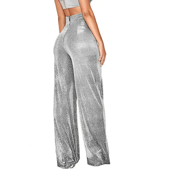 Pantalon taille haute à jambes larges pour femmes