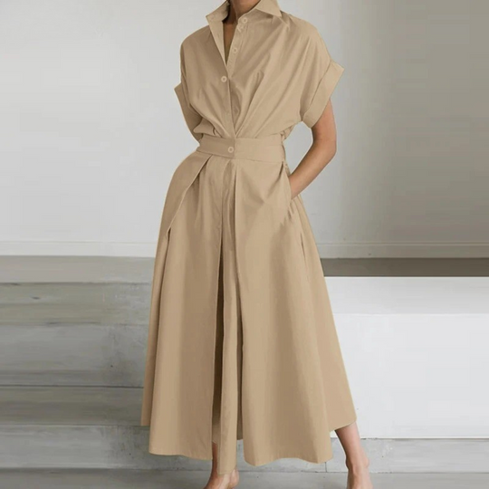 Robe chemise taille haute pour femme