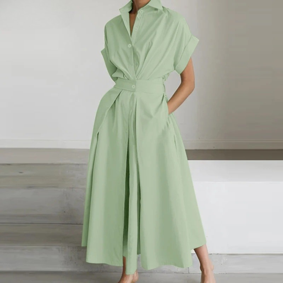 Robe chemise taille haute pour femme