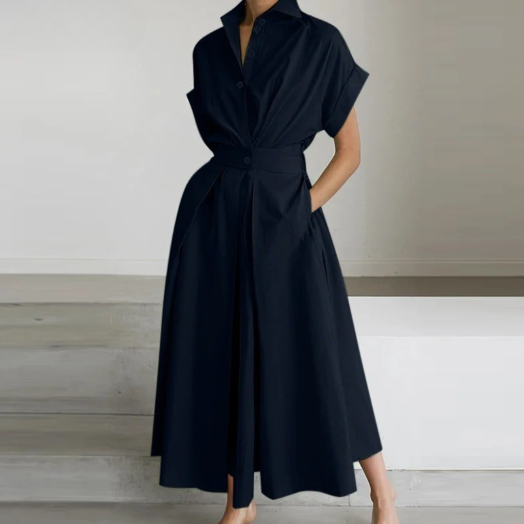 Robe chemise taille haute pour femme