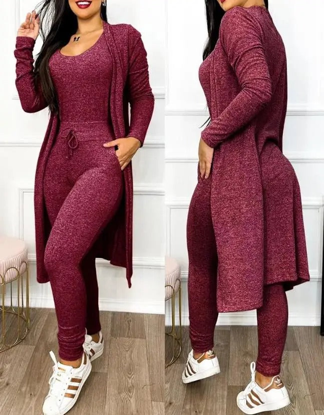 Ensemble combinaison et manteau avec poche à cordon