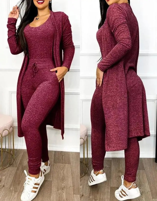 Ensemble combinaison et manteau avec poche à cordon