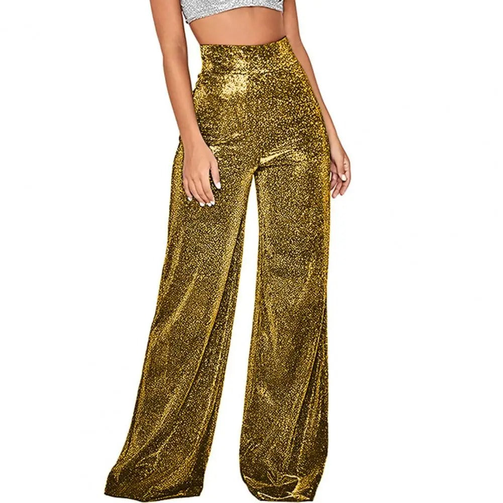 Pantalon taille haute à jambes larges pour femmes