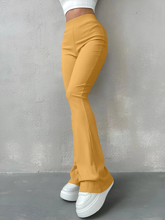 Pantalon côtelé taille haute pour femme