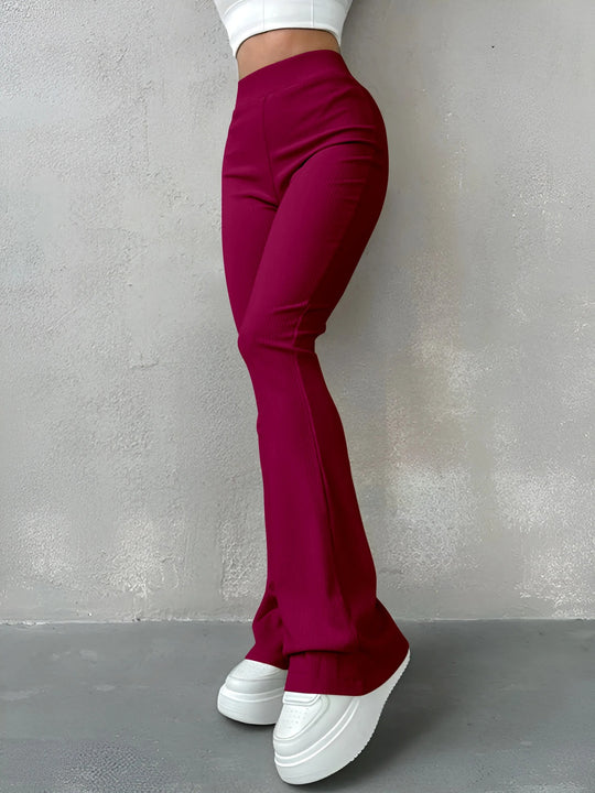 Pantalon côtelé taille haute pour femme