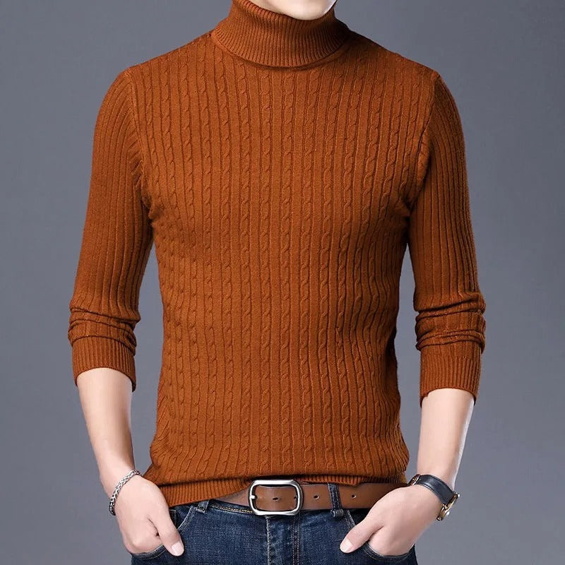 Pull à col roulé en tricot pour hommes