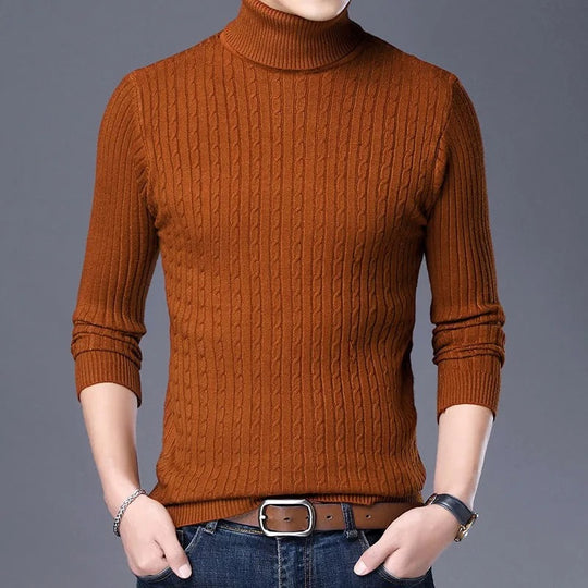 Pull à col roulé en tricot pour hommes