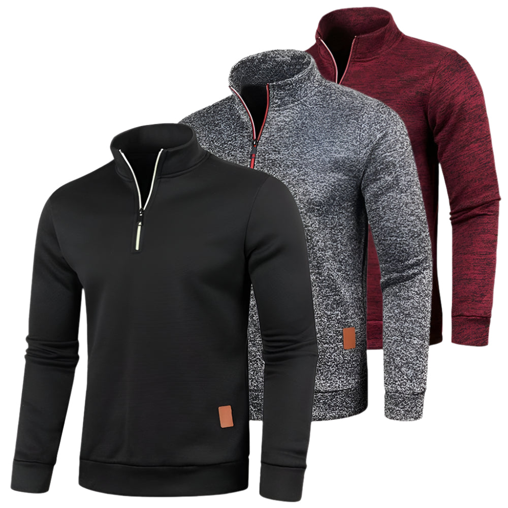 Sweatshirt à col roulé et demi-fermeture à glissière pour hommes