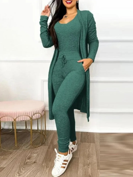 Ensemble combinaison et manteau avec poche à cordon