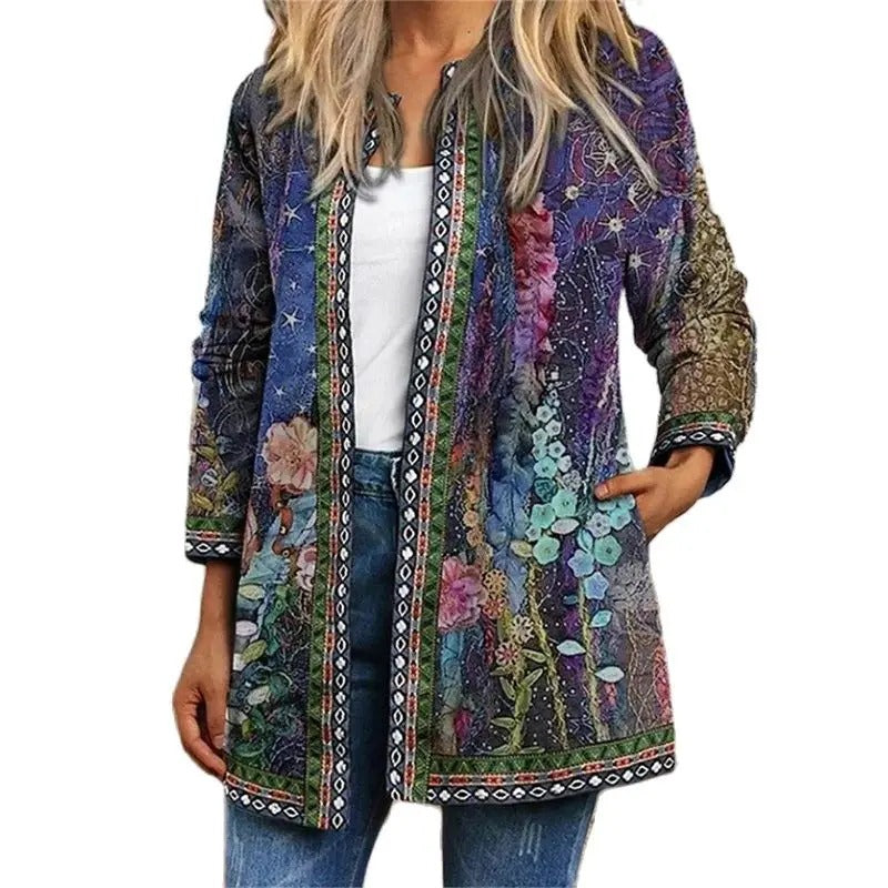 Cardigan imprimé ethnique pour femme