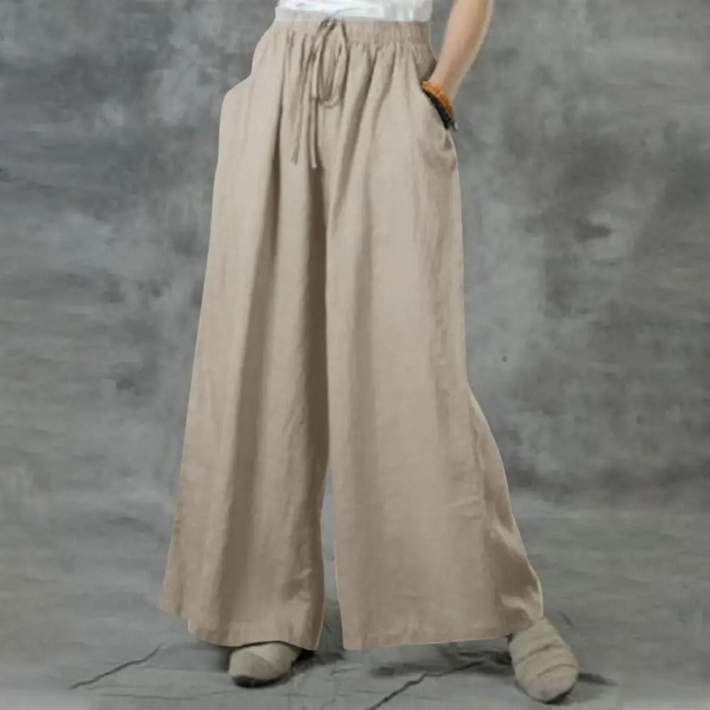 Pantalon large décontracté droit pour femme