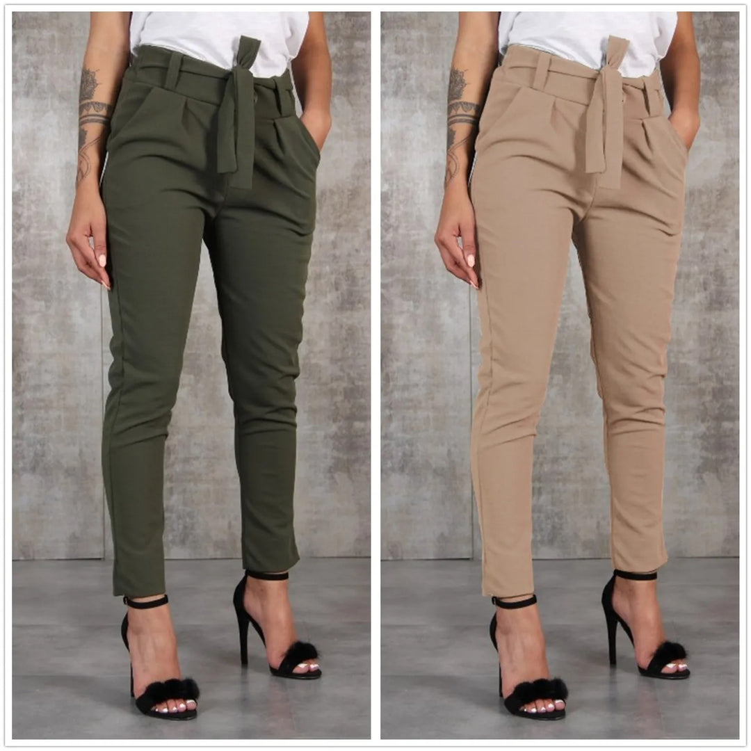 Pantalon slim en mousseline de soie pour femmes