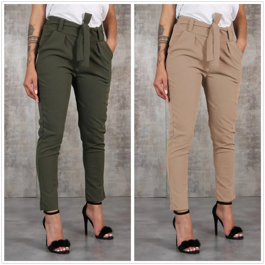 Pantalon slim en mousseline de soie pour femmes