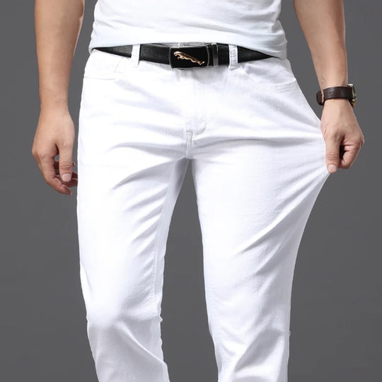 Hommes Classic White Slim Fit Jeans