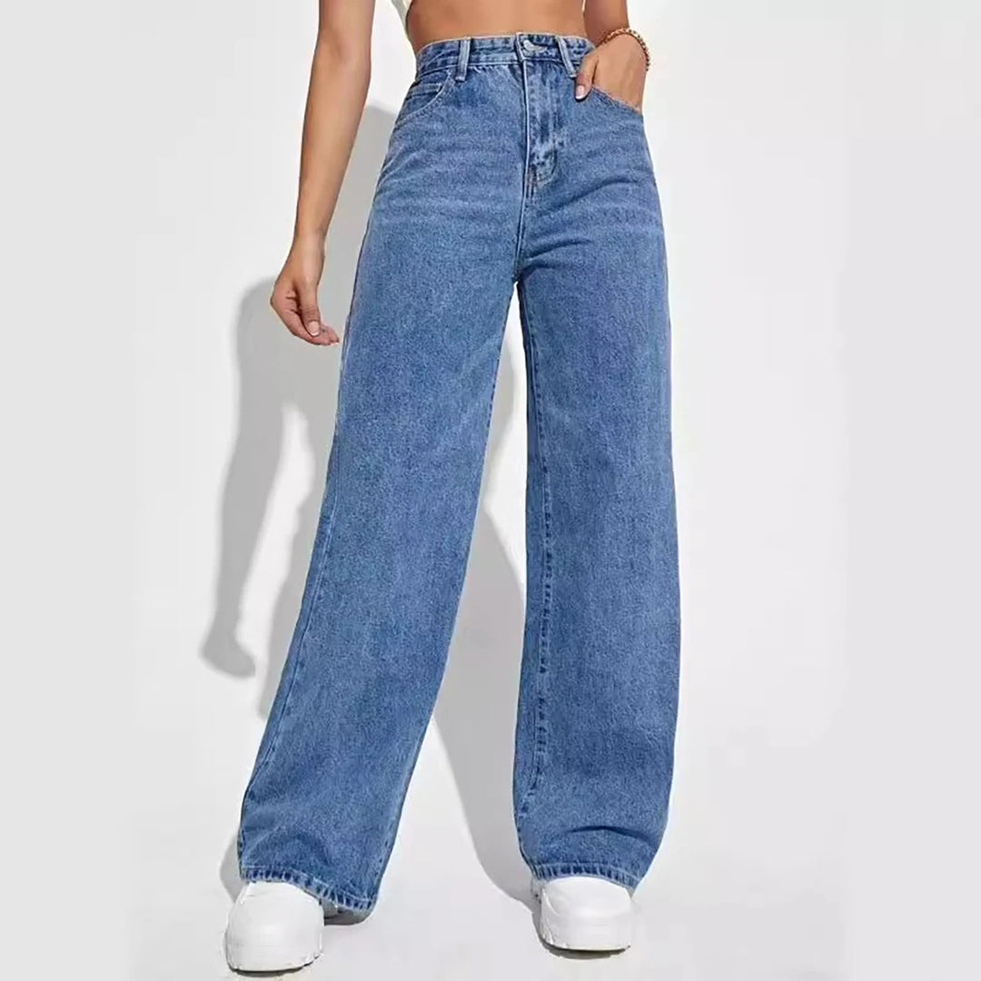 Jeans en denim à jambe large pour femmes