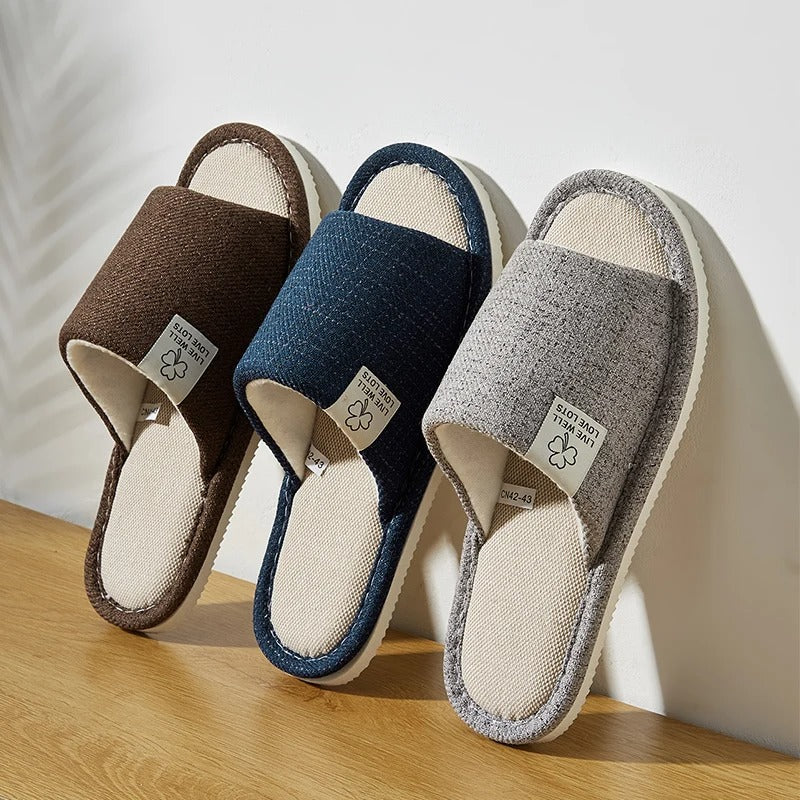 Chaussons d'intérieur en lin pour homme