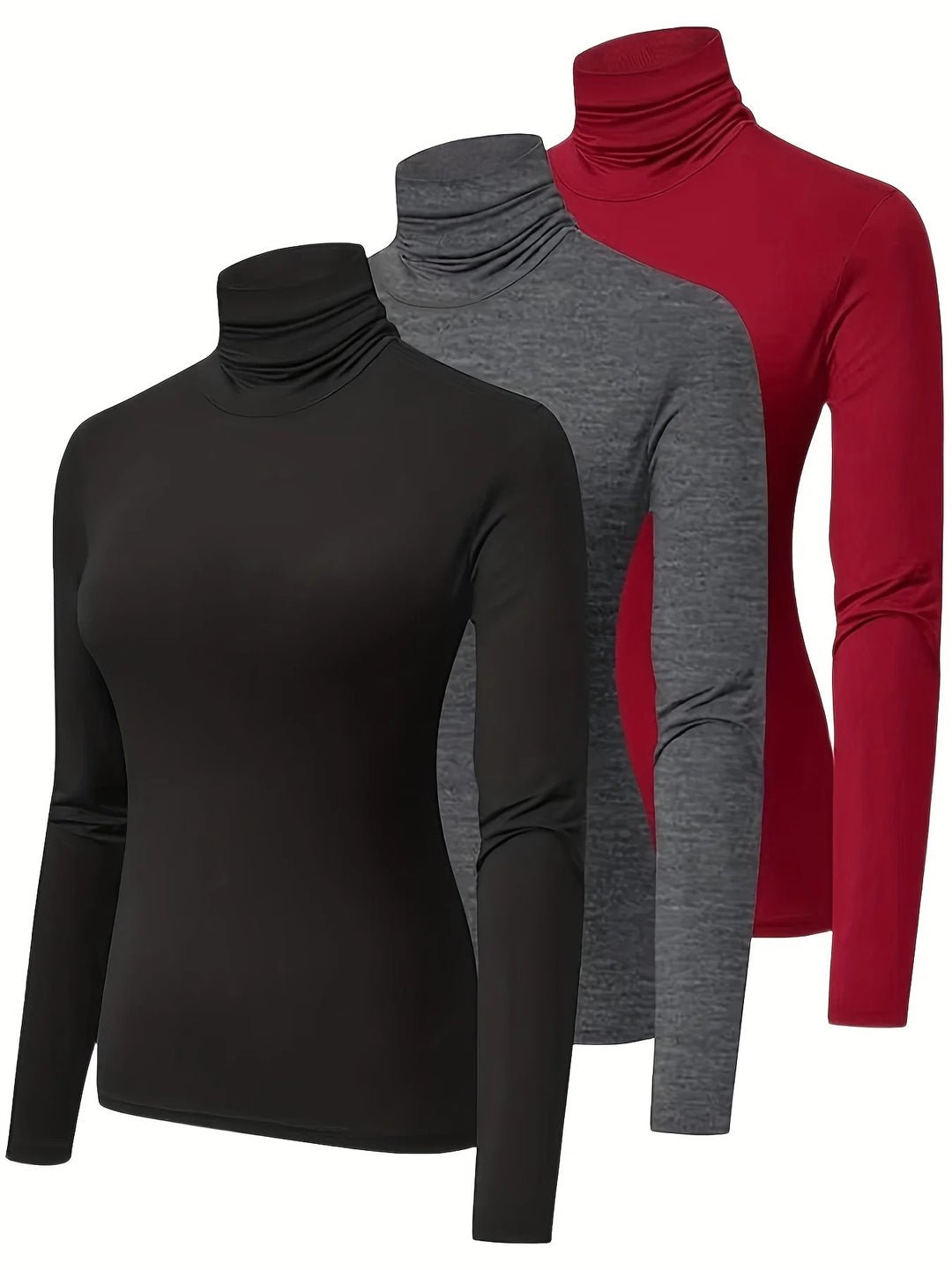 T-shirt à col roulé en tricot doux pour femmes