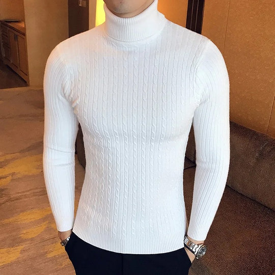 Pull à col roulé en tricot pour hommes
