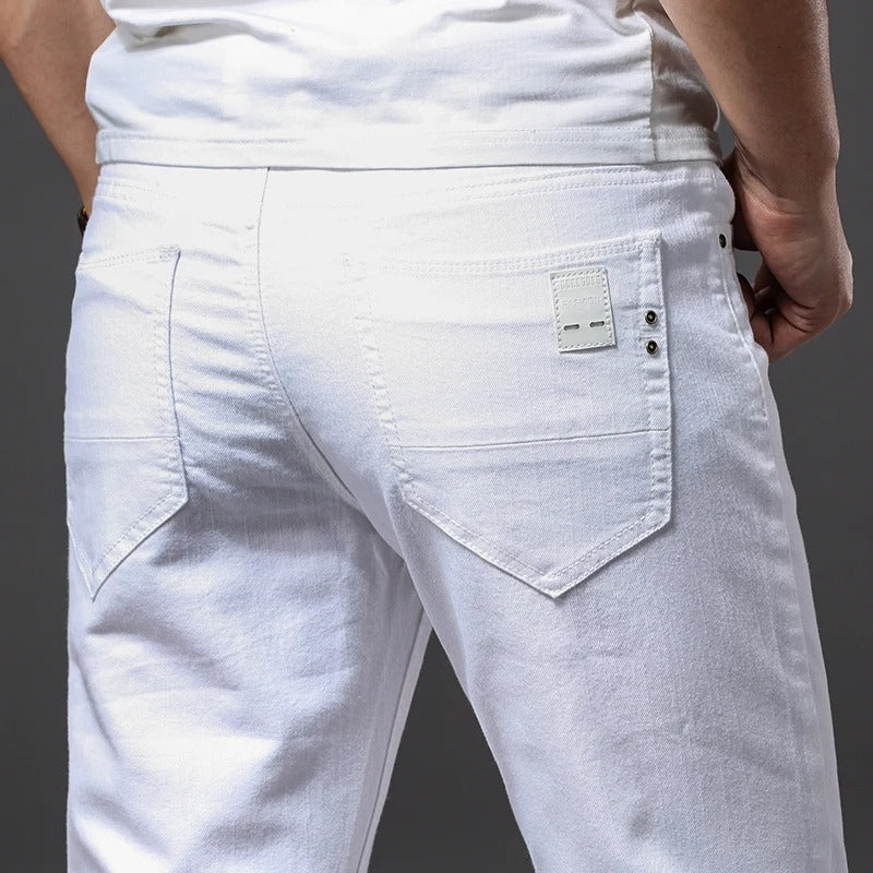Hommes Classic White Slim Fit Jeans